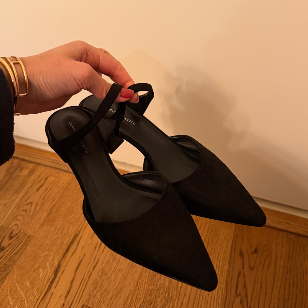 Charles & Keith Black Pointed-Toe Heels